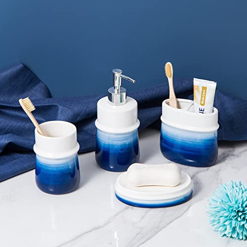 Navy Blue Ceramic Bathroom Accessories Set - 4 Pieces