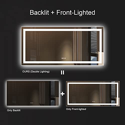 Dimmable LED Bathroom Mirror with Anti-Fog 60x36