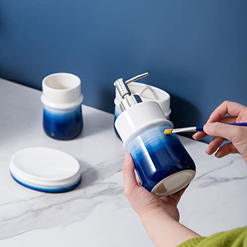 Navy Blue Ceramic Bathroom Accessories Set - 4 Pieces