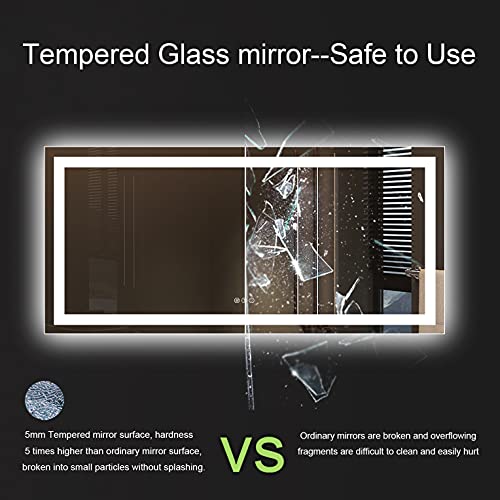 Dimmable LED Bathroom Mirror with Anti-Fog 60x36