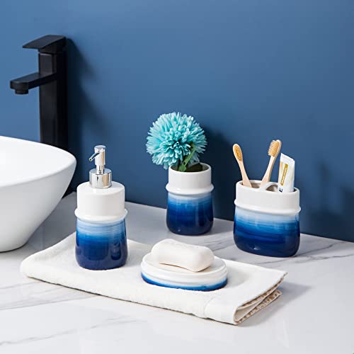 Navy Blue Ceramic Bathroom Accessories Set - 4 Pieces