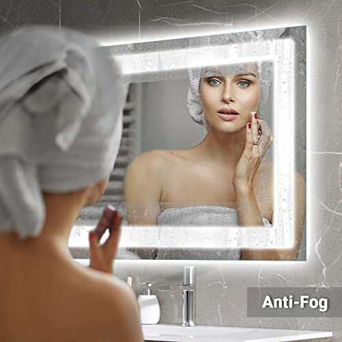 Dimmable LED Bathroom Mirror with Anti-Fog 60x36