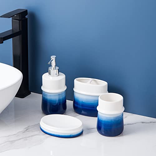 Navy Blue Ceramic Bathroom Accessories Set - 4 Pieces