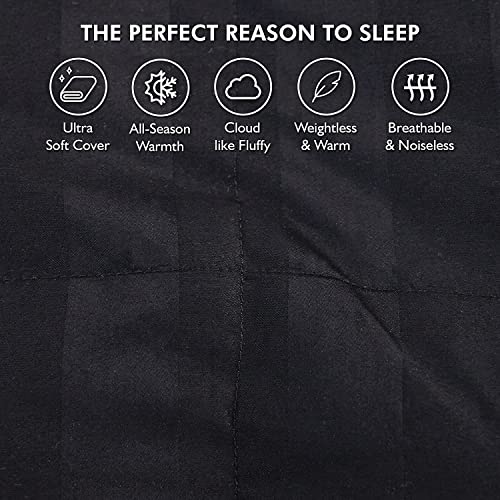 Luxurious Palatial King Size Goose Down Feather Fiber Comforter Duvet Insert, 120 x 98 inches, 100% Egyptian Cotton Cover, 90 oz. Fill Weight, All-Season Black Stripe Comforter
