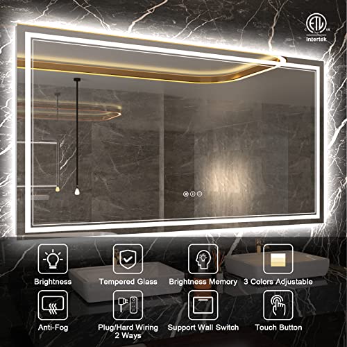 60 x 36 Inch Dimmable LED Bathroom Mirror
