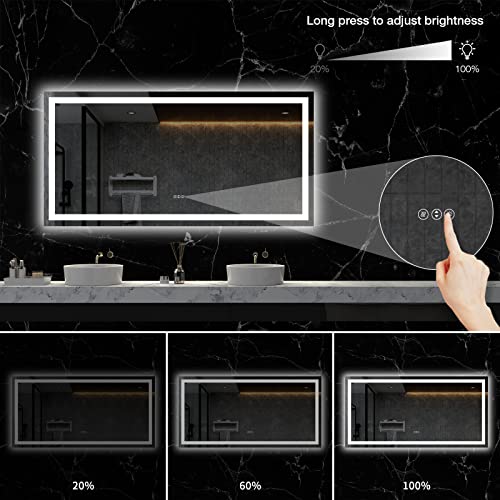 60X36 Dimmable LED Backlit Bathroom Mirror