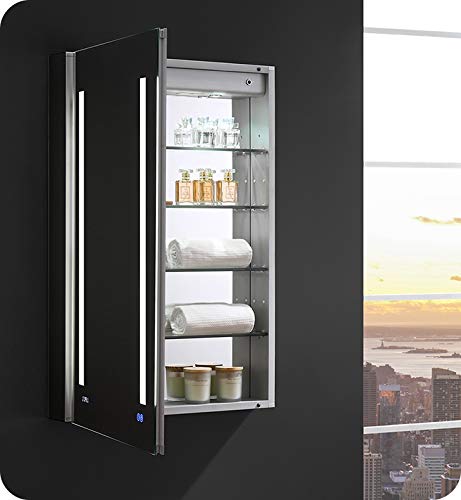 Fresca Tiempo 24" Wide x 36" Tall Bathroom Medicine Cabinet w/LED Lighting & Defogger