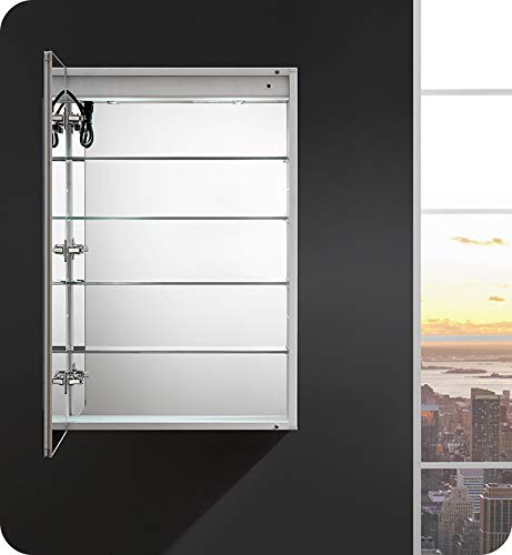 Fresca Tiempo 24" Wide x 36" Tall Bathroom Medicine Cabinet w/LED Lighting & Defogger