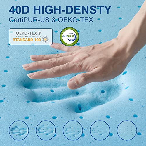 Maxzzz Queen Size 4 Inch Firm Memory Foam Mattress Topper, Gel Infused Bed Topper with High Density Extra Firm Foam-Relieve Back Pain, Foam Mattress Pad with Removable Cover