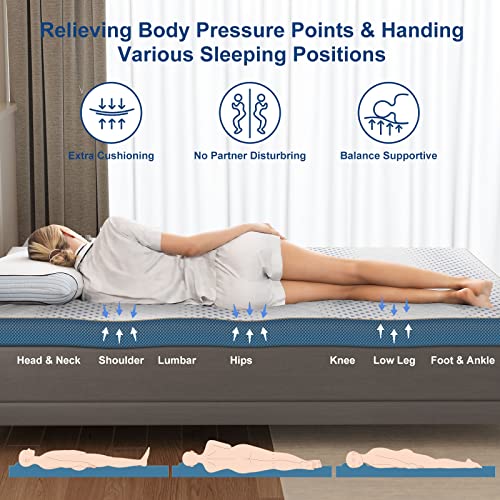 Maxzzz Queen Size 4 Inch Firm Memory Foam Mattress Topper, Gel Infused Bed Topper with High Density Extra Firm Foam-Relieve Back Pain, Foam Mattress Pad with Removable Cover