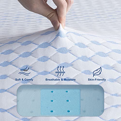 Maxzzz Queen Size 4 Inch Firm Memory Foam Mattress Topper, Gel Infused Bed Topper with High Density Extra Firm Foam-Relieve Back Pain, Foam Mattress Pad with Removable Cover