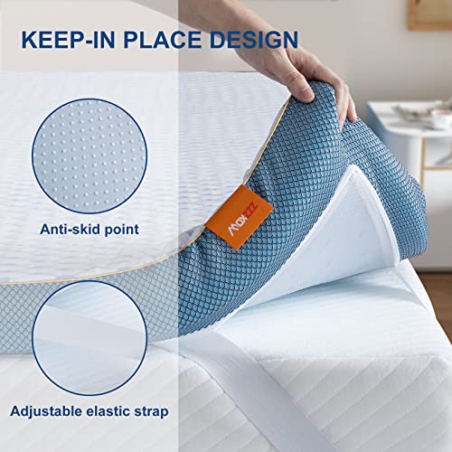 Maxzzz Queen Size 4 Inch Firm Memory Foam Mattress Topper, Gel Infused Bed Topper with High Density Extra Firm Foam-Relieve Back Pain, Foam Mattress Pad with Removable Cover