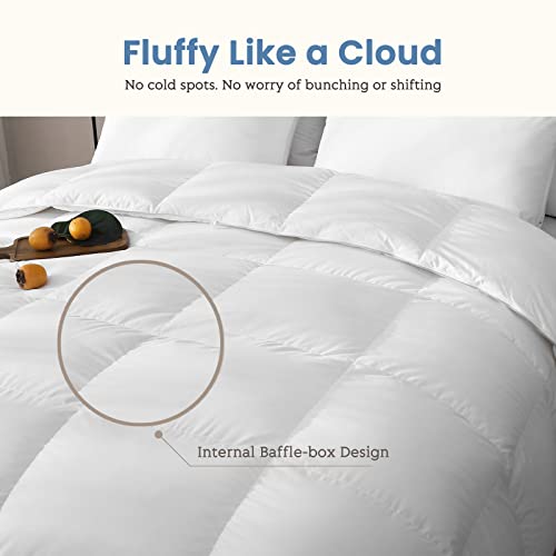 Ultra-Soft White Down Comforter for Full/Queen Beds