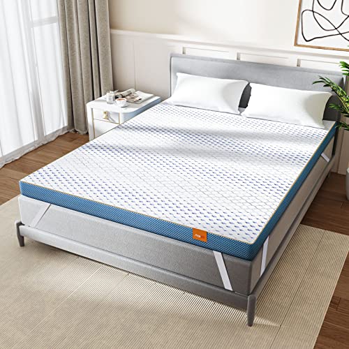 Maxzzz Queen Size 4 Inch Firm Memory Foam Mattress Topper, Gel Infused Bed Topper with High Density Extra Firm Foam-Relieve Back Pain, Foam Mattress Pad with Removable Cover