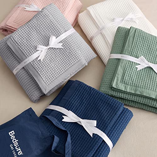 Soft Grey Cotton Waffle Weave Queen Duvet Cover