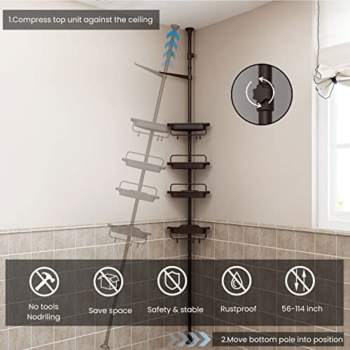 ALLZONE Rustproof Adjustable Corner Shower Caddy
