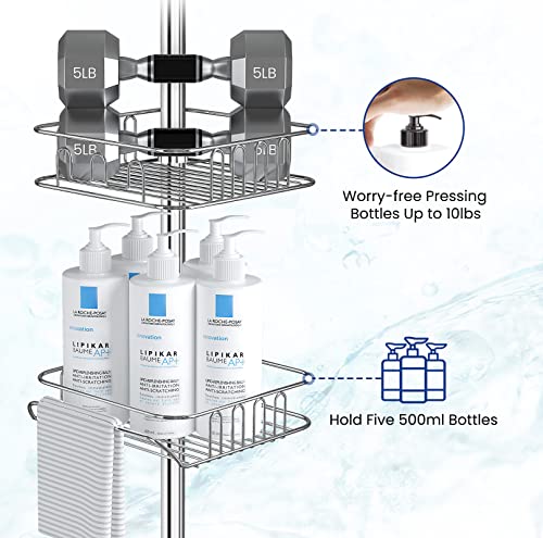 Rustproof Shower Corner Caddy with Tension Pole