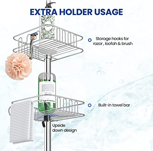 Rustproof Shower Corner Caddy with Tension Pole