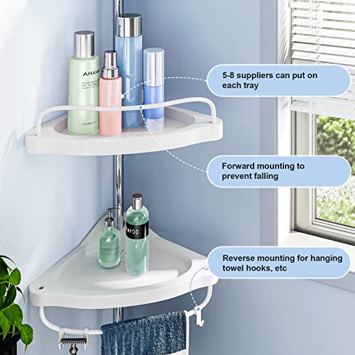 Corner Shower Caddy Tension Pole: Rust Proof 4Tier Shampoo Storage Organizer for Inside Shower - Telescoping Rod Shower Rack for Bathroom and Bathtub - Restroom Floor Standing Bath Rack Holder3
