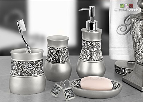 Elegant Silver 6-Piece Bathroom Accessory Set