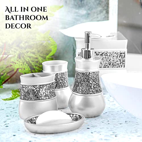Elegant Silver 6-Piece Bathroom Accessory Set