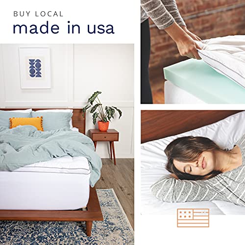 ViscoSoft 4 Inch Pillow Top Memory Foam Mattress Topper Queen - Made in USA - Serene Lux Dual Layer Mattress Pad
