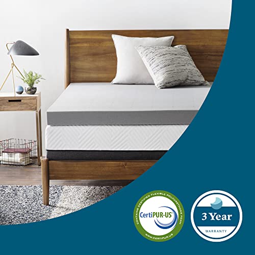 LUCID Topper 4 Inch Bamboo Charcoal Memory Foam Mattress, Queen