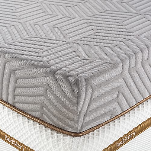 BedStory 4 Inch Memory Foam Mattress Topper Queen, Gel & Bamboo Charcoal Infused Bed Toppers, Foam Mattress Pad with Breathable Removable Cover, High-Density Memory Foam