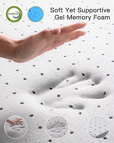 BedStory 4 Inch Memory Foam Mattress Topper Queen, Gel & Bamboo Charcoal Infused Bed Toppers, Foam Mattress Pad with Breathable Removable Cover, High-Density Memory Foam
