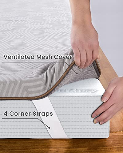 BedStory 4 Inch Memory Foam Mattress Topper Queen, Gel & Bamboo Charcoal Infused Bed Toppers, Foam Mattress Pad with Breathable Removable Cover, High-Density Memory Foam