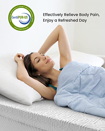 UniPon 4 Inch Gel Memory Foam Mattress Topper Queen, Medium Firm Mattress Topper, High Density Foam Bed Topper for Pressure Relief, Removable & Washable Cover, CertiPUR-US Certified