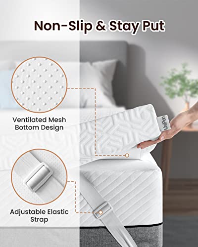 UniPon 4 Inch Gel Memory Foam Mattress Topper Queen, Medium Firm Mattress Topper, High Density Foam Bed Topper for Pressure Relief, Removable & Washable Cover, CertiPUR-US Certified