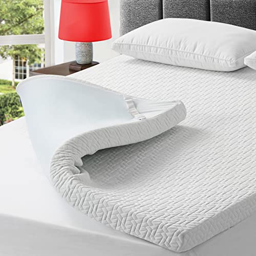 3 Inch King Size Gel Memory Foam Mattress Topper, Cooling Mattress Pad Cover for Back Pain, Bed Topper with Removable Bamboo Cover,Soft & Breathable
