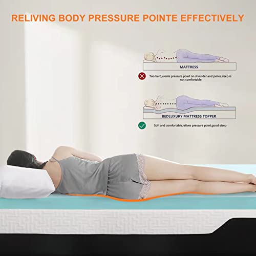 3 Inch King Size Gel Memory Foam Mattress Topper, Cooling Mattress Pad Cover for Back Pain, Bed Topper with Removable Bamboo Cover，Soft & Breathable