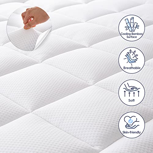 ELEMUSE Dual Layer 4 Inch Memory Foam Mattress Topper King, 2 Inch Cooling Gel Memory Foam Plus 2 Inch Bamboo Pillow Top Cover, Comfort Support Back Pain Relief