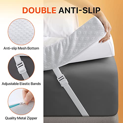 3 Inch Gel Memory Foam Mattress Topper Queen Size, Cooling Mattress Pad for Back Pain, with Removable Bamboo Cover，Bed Topper Soft & Breathable