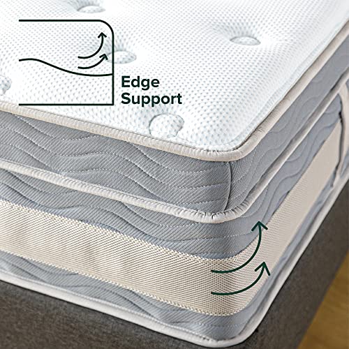 ZINUS 14 Inch Green Tea Cooling Gel Memory Foam Hybrid Mattress / Pocket Innersprings for Motion Isolation / Edge Support, Queen, White
