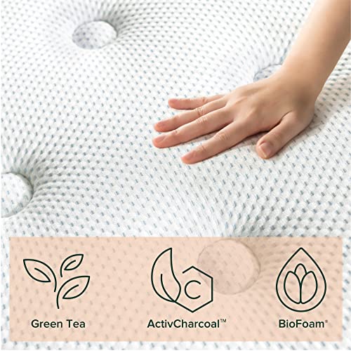 ZINUS 14 Inch Green Tea Cooling Gel Memory Foam Hybrid Mattress / Pocket Innersprings for Motion Isolation / Edge Support, Queen, White