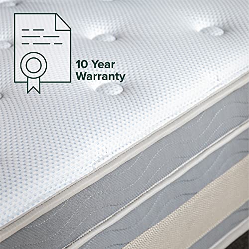 ZINUS 14 Inch Green Tea Cooling Gel Memory Foam Hybrid Mattress / Pocket Innersprings for Motion Isolation / Edge Support, Queen, White
