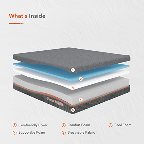 Sweetnight Queen Mattress in a Box, 10" Gel Infused Queen Memory Foam Mattress, Flippable Mattress with Three Firmnesses Levels, Queen Size Bed Mattress for Cool Sleep and Balance Support