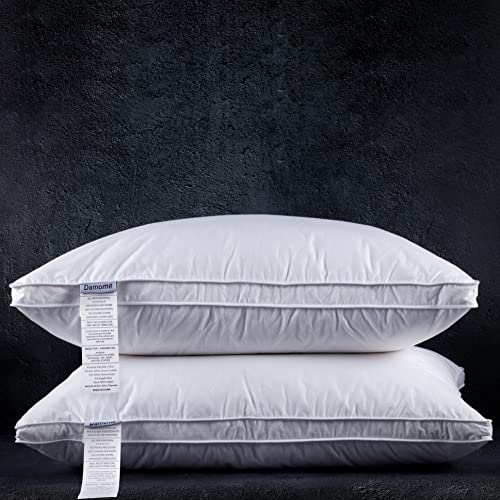 Damome Soft Down Pillows for Sleeping(2 Pack), King(20inx36in) - White Goose Down Feather Bed Pillow Inserts, 100% Cotton Cover,Lightweight, Fluffy Sleeping Pillows for All Sleepers
