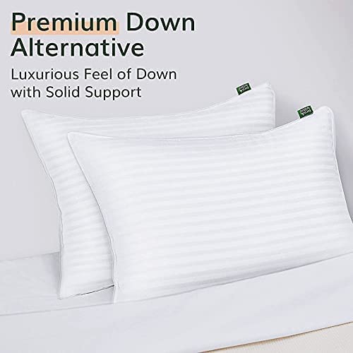 Fern and Willow Pillows for Sleeping - Set of 2 Standard Size/Kids Size Down Alternative Pillow Set w/Luxury Plush Cooling Gel for Side, Back & Stomach Sleepers