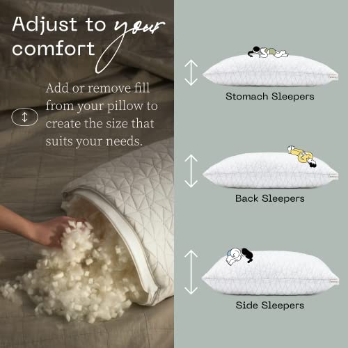 Coop Home Goods Original Loft,Queen Size Bed pillows for Sleeping - Adjustable Cross Cut Memory Foam pillows - Medium Firm for Back, Stomach and Side Sleeper - CertiPUR-US/GREENGUARD Gold