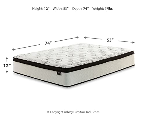 Signature Design by Ashley Chime 12 Inch Plush Hybrid Mattress, CertiPUR-US Certified Foam, Full, White
