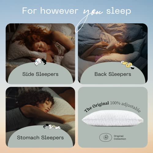 Coop Home Goods Original Loft,Queen Size Bed pillows for Sleeping - Adjustable Cross Cut Memory Foam pillows - Medium Firm for Back, Stomach and Side Sleeper - CertiPUR-US/GREENGUARD Gold