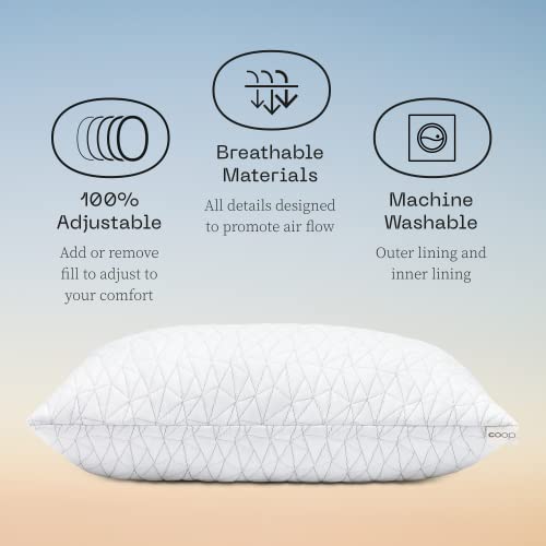 Coop Home Goods Original Loft,Queen Size Bed pillows for Sleeping - Adjustable Cross Cut Memory Foam pillows - Medium Firm for Back, Stomach and Side Sleeper - CertiPUR-US/GREENGUARD Gold