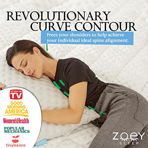 Zoey Sleep Side Sleep Pillow for Neck and Shoulder Pain Relief - Adjustable Memory Foam Bed Pillows for Sleeping - Soft Plush Machine Washable Pillow Cover - King Size Bed Pillow 19" x 36"