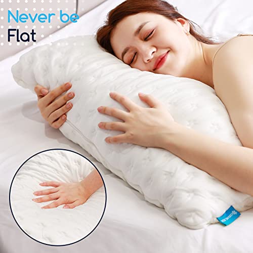 Cooling Side Sleeper Pillow for Neck and Shoulder Pain, Luxury Shredded Memory FoamBed Pillows for Sleeping Set of 2- Adjustable Queen Size Curved Pillow Neck Pillow- Bamboo Washable Pillow Cover