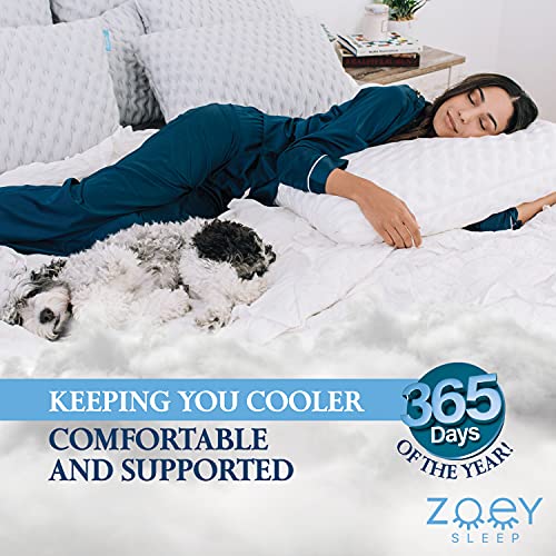 Zoey Sleep Side Sleep Pillow for Neck and Shoulder Pain Relief - Adjustable Memory Foam Bed Pillows for Sleeping - Soft Plush Machine Washable Pillow Cover - King Size Bed Pillow 19" x 36"