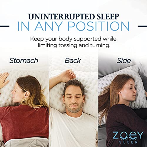 Zoey Sleep Side Sleep Pillow for Neck and Shoulder Pain Relief - Adjustable Memory Foam Bed Pillows for Sleeping - Soft Plush Machine Washable Pillow Cover - King Size Bed Pillow 19" x 36"